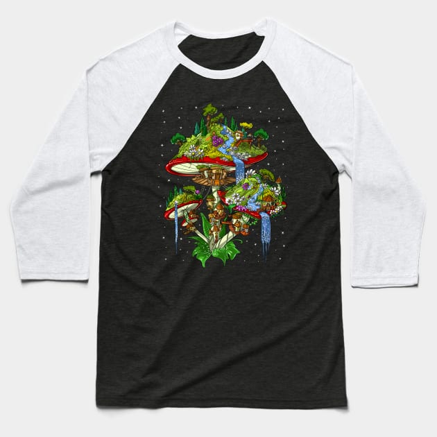 Magic Mushrooms Island Baseball T-Shirt by underheaven